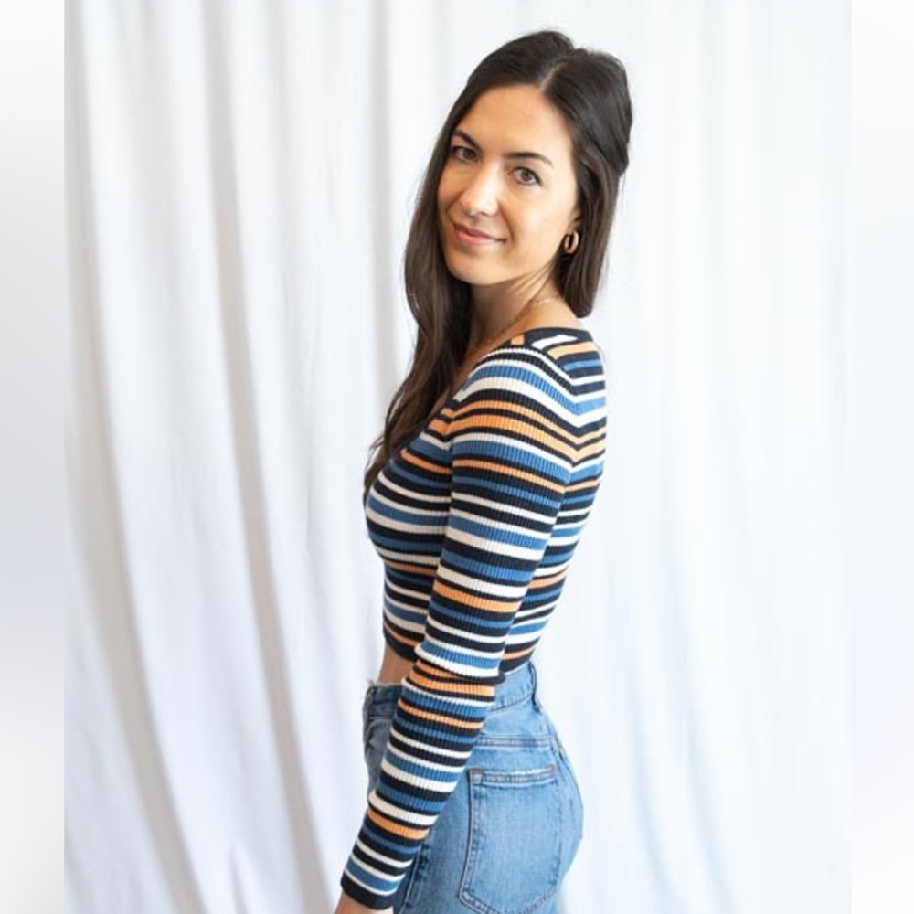 American Eagle Ribbed Cropped Henley - Picture 5 of 7